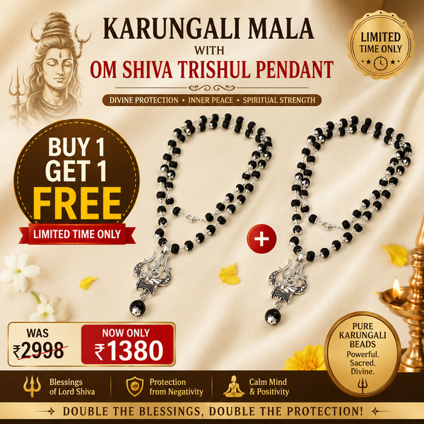 Karungali Mala with Om Shiva Trishul Pendant - Combo Offer