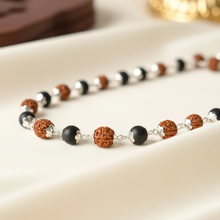Rudraksha & Karungali Mala with Silver Capping