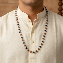 Rudraksha & Karungali Mala with Silver Capping